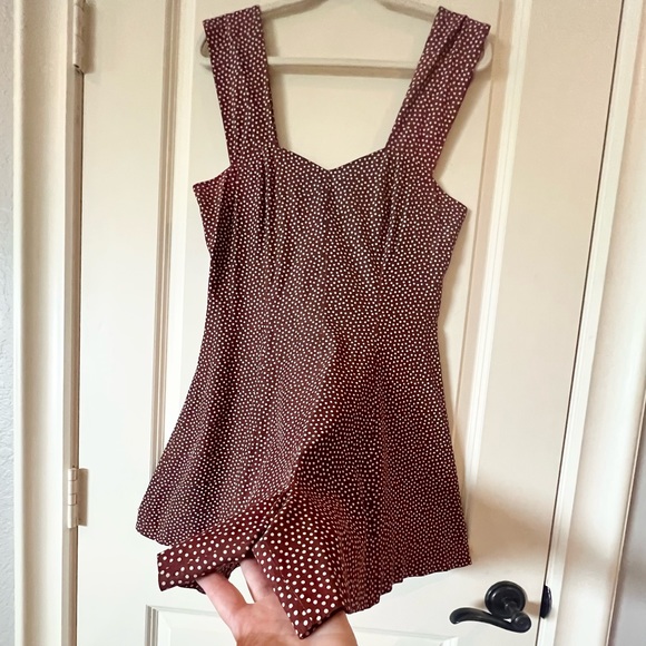 Vintage Alyn Paige brown romper with small white polka dots - Picture 4 of 11